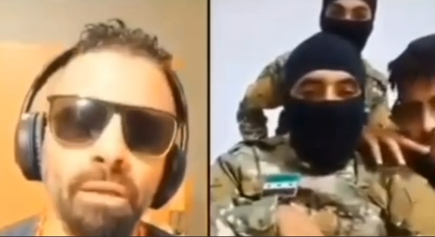 Individuals wearing the uniform of the Syrian Ministry of Defense threaten to slaughter Kurds Alawites and Druze during a live broadcast